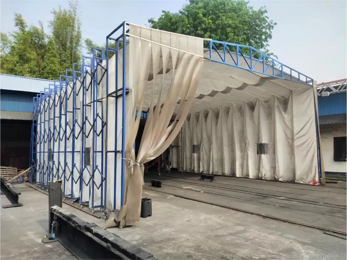 Pemasangan Retractable Dry Painting Booth